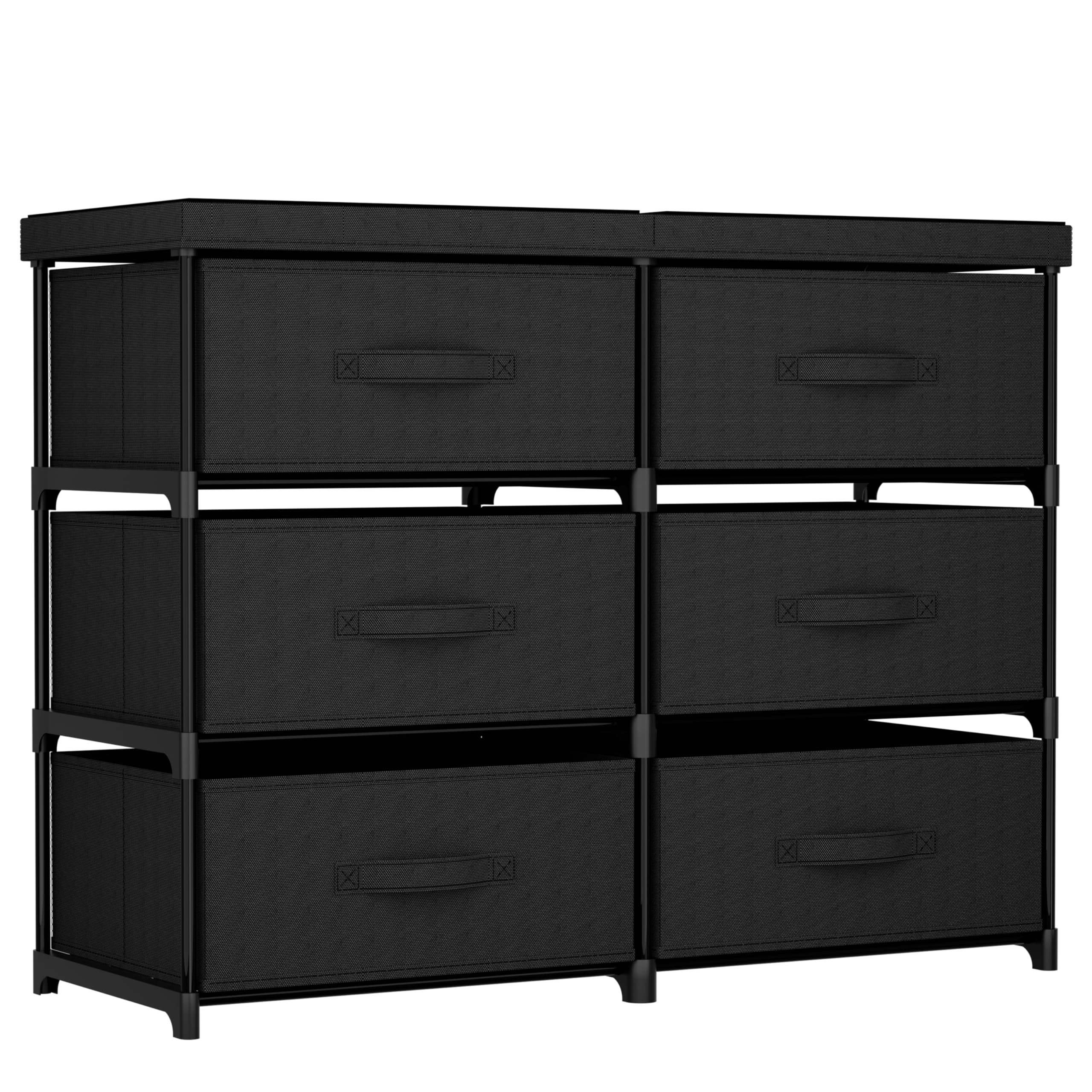 6-Drawer Fabric Cube Storage Dresser, Metal Plastic Support for Bedroom Dorm