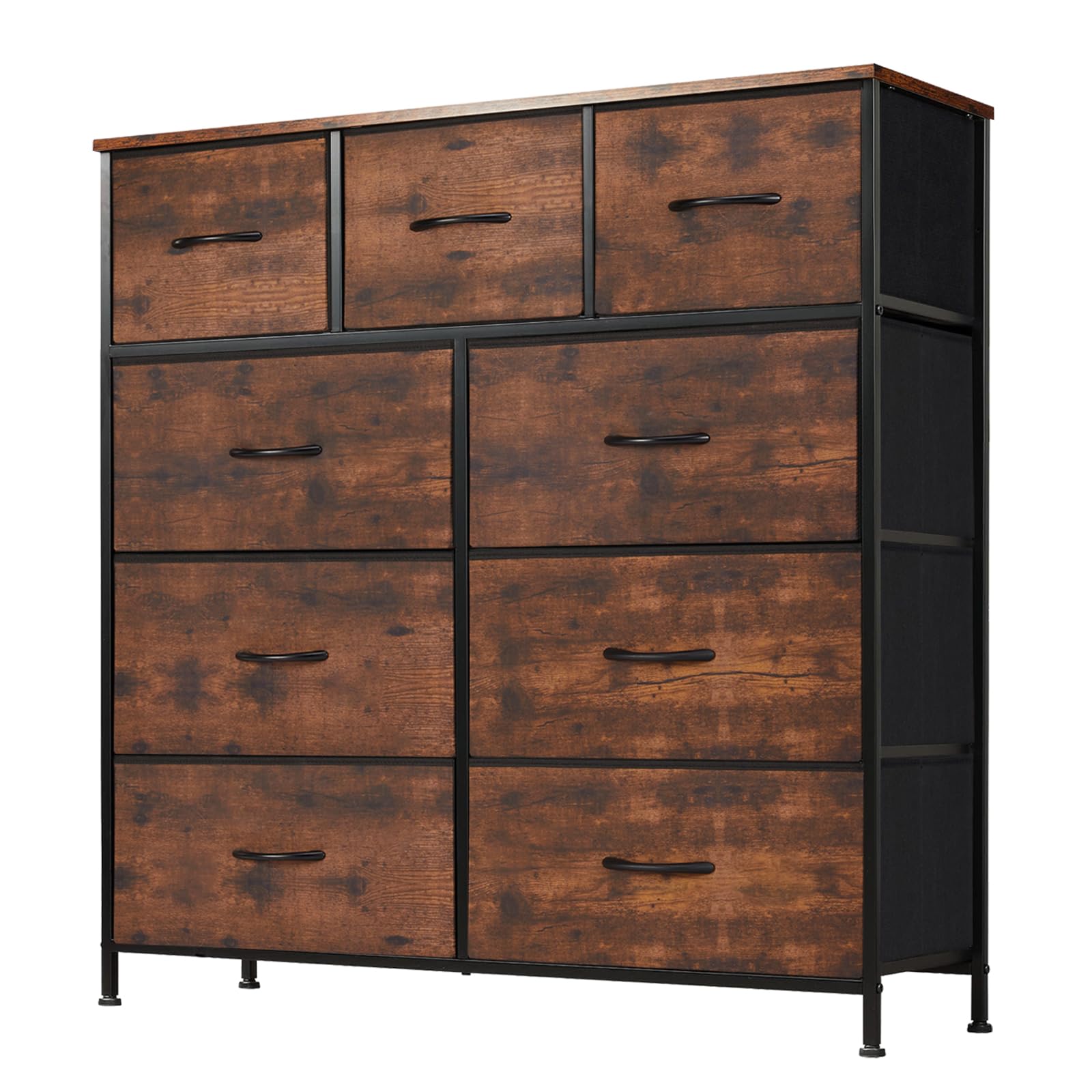 9-Drawer Fabric Dresser, Metal Frame & Wood Top, Storage Organizer for Bedroom