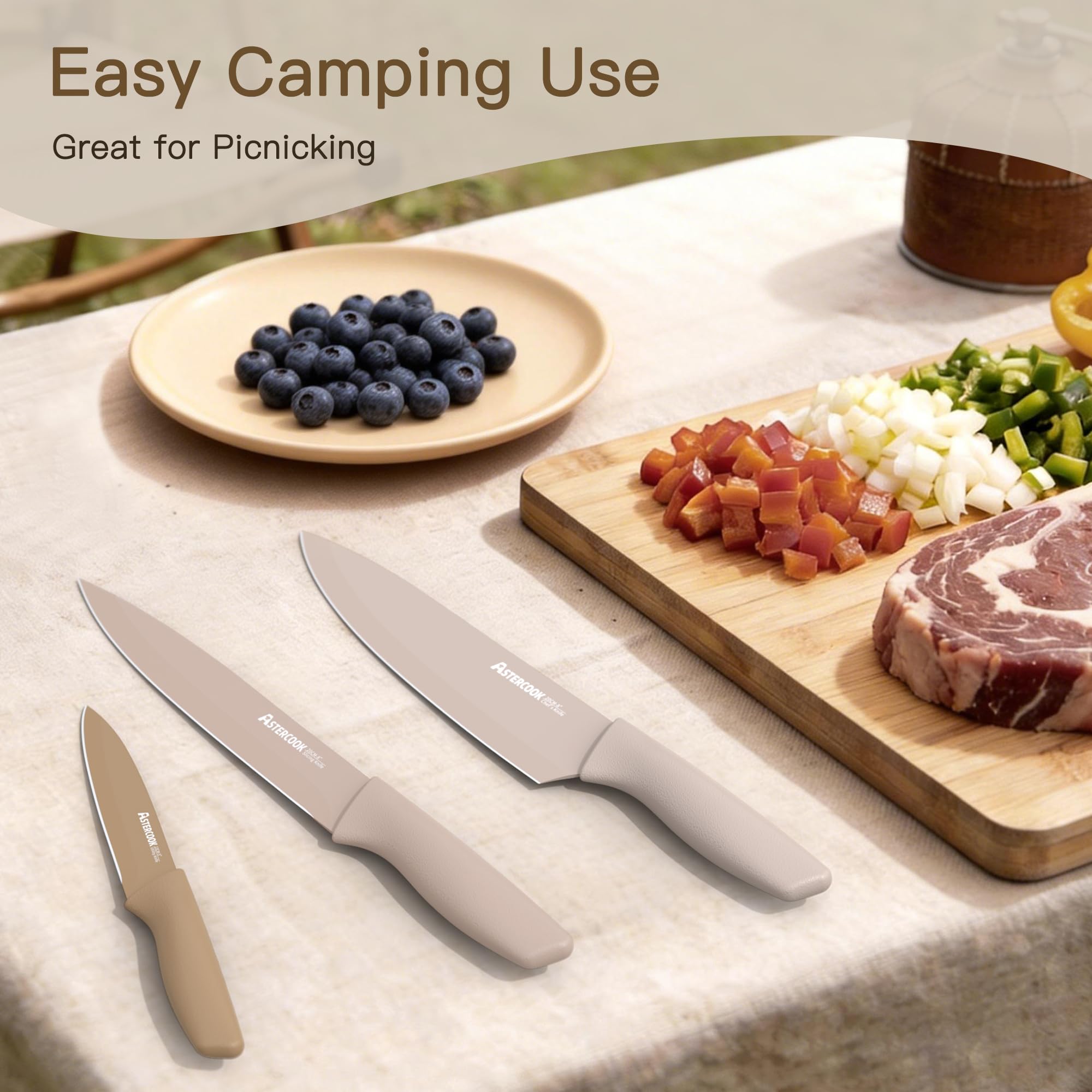13-Piece Stainless Steel Knife Set, Anti-Rust Coating, Dishwasher Safe with 6 Blade Guards