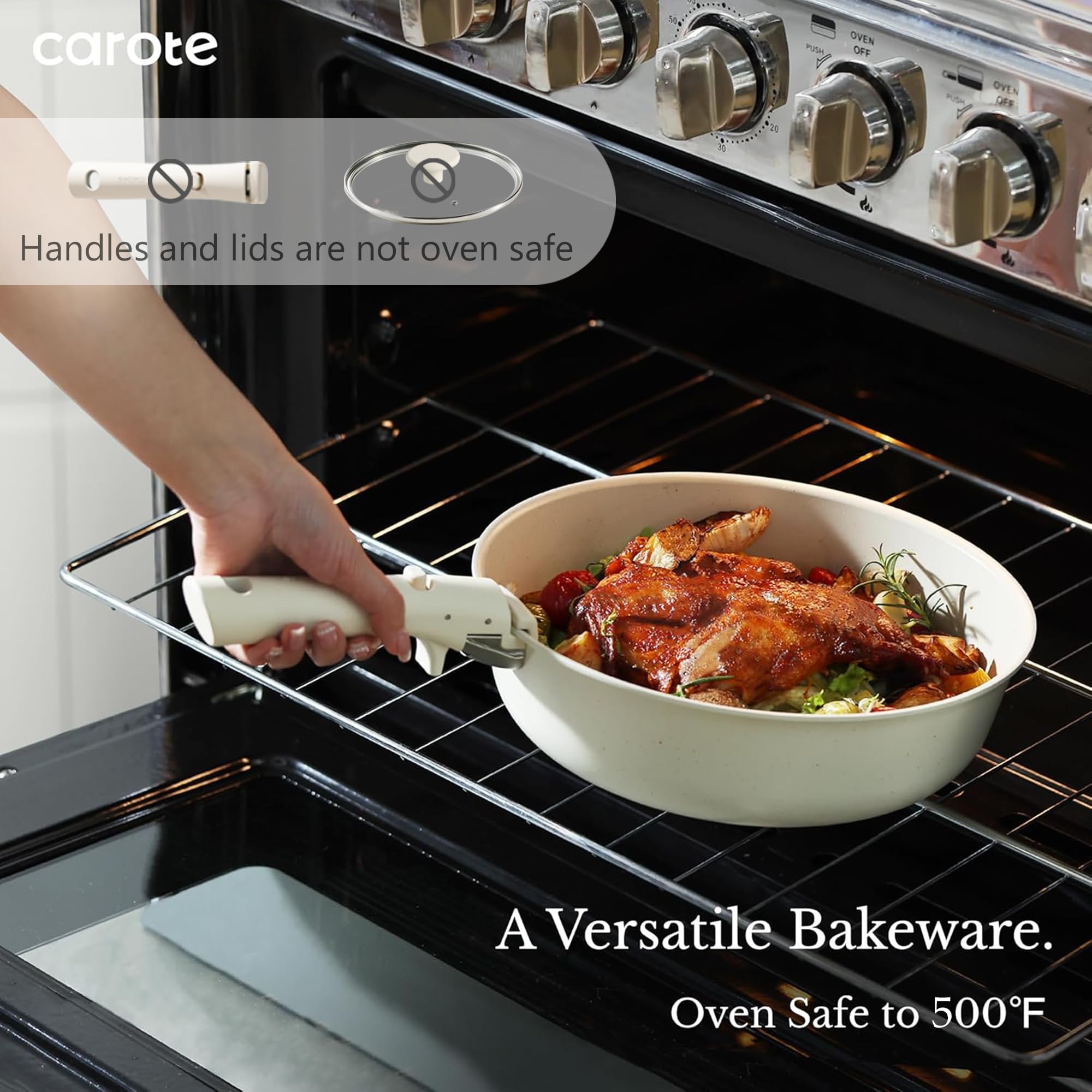 19pcs Nonstick Pots & Pans Set, Removable Handles, Induction Cookware Oven Safe for Kitchen RV