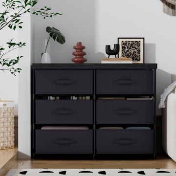 6-Drawer Fabric Cube Storage Dresser, Metal Plastic Support for Bedroom Dorm