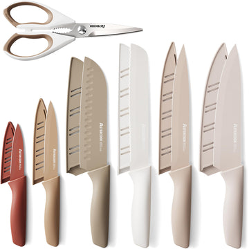 13-Piece Stainless Steel Knife Set, Anti-Rust Coating, Dishwasher Safe with 6 Blade Guards