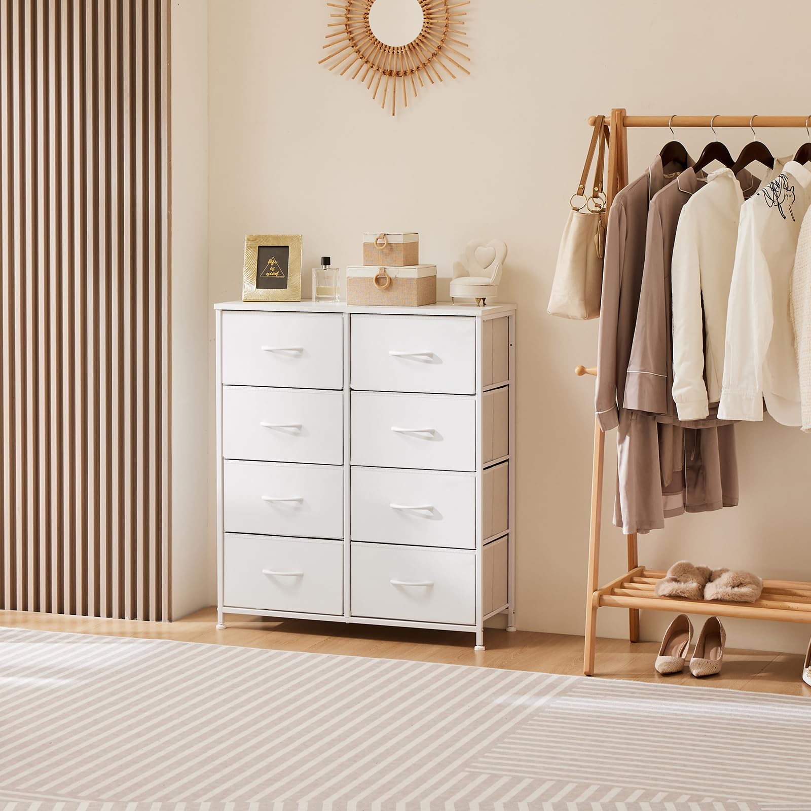 9-Drawer Fabric Dresser, Metal Frame & Wood Top, Storage Organizer for Bedroom