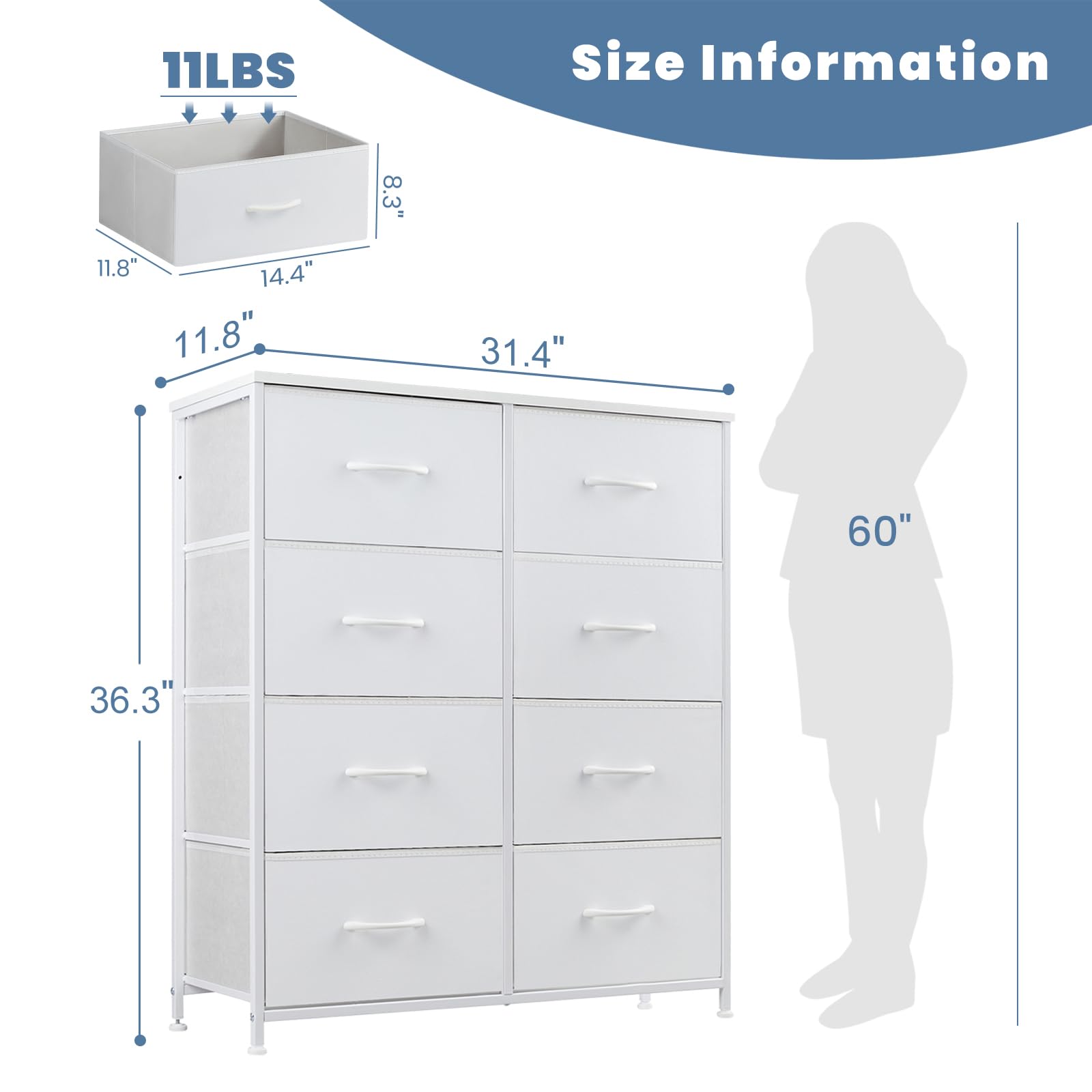 9-Drawer Fabric Dresser, Metal Frame & Wood Top, Storage Organizer for Bedroom